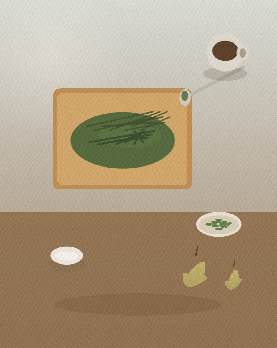 A close still life of green pumpkin seed butter swirled across toast with a spoon, pears, pepitas, and a small white salt dish nearby.