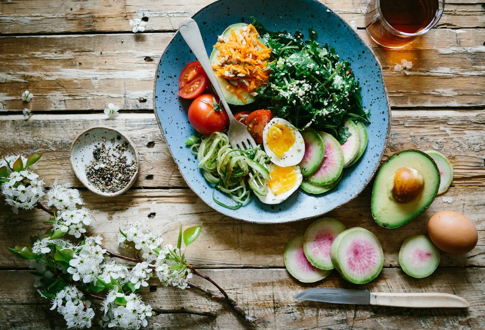 Vegetarian meal ingredients on a table